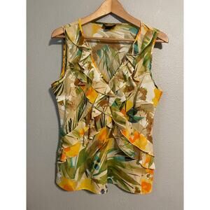 Spense Womens Top Large Colorful Abstract Babydoll Ruffle Fairy Club Rave Y2K